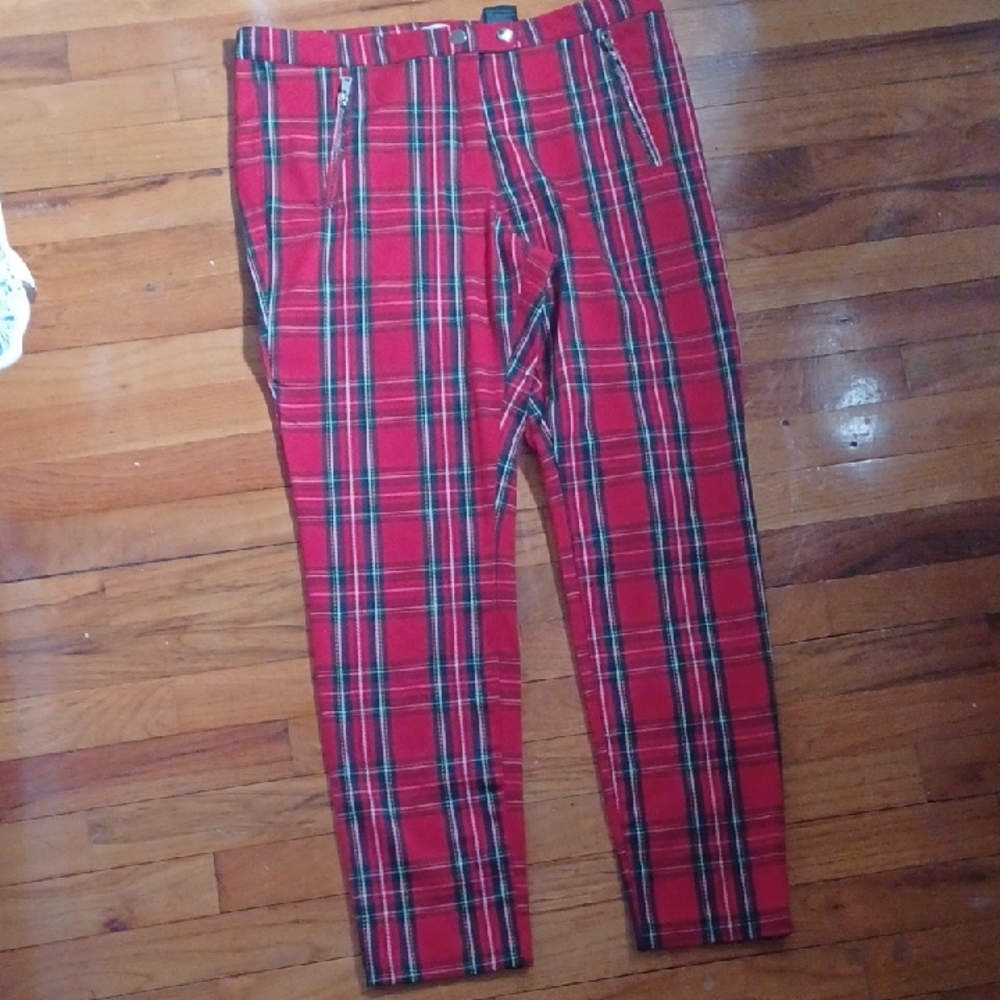 Woman's Red Plaid Pants
